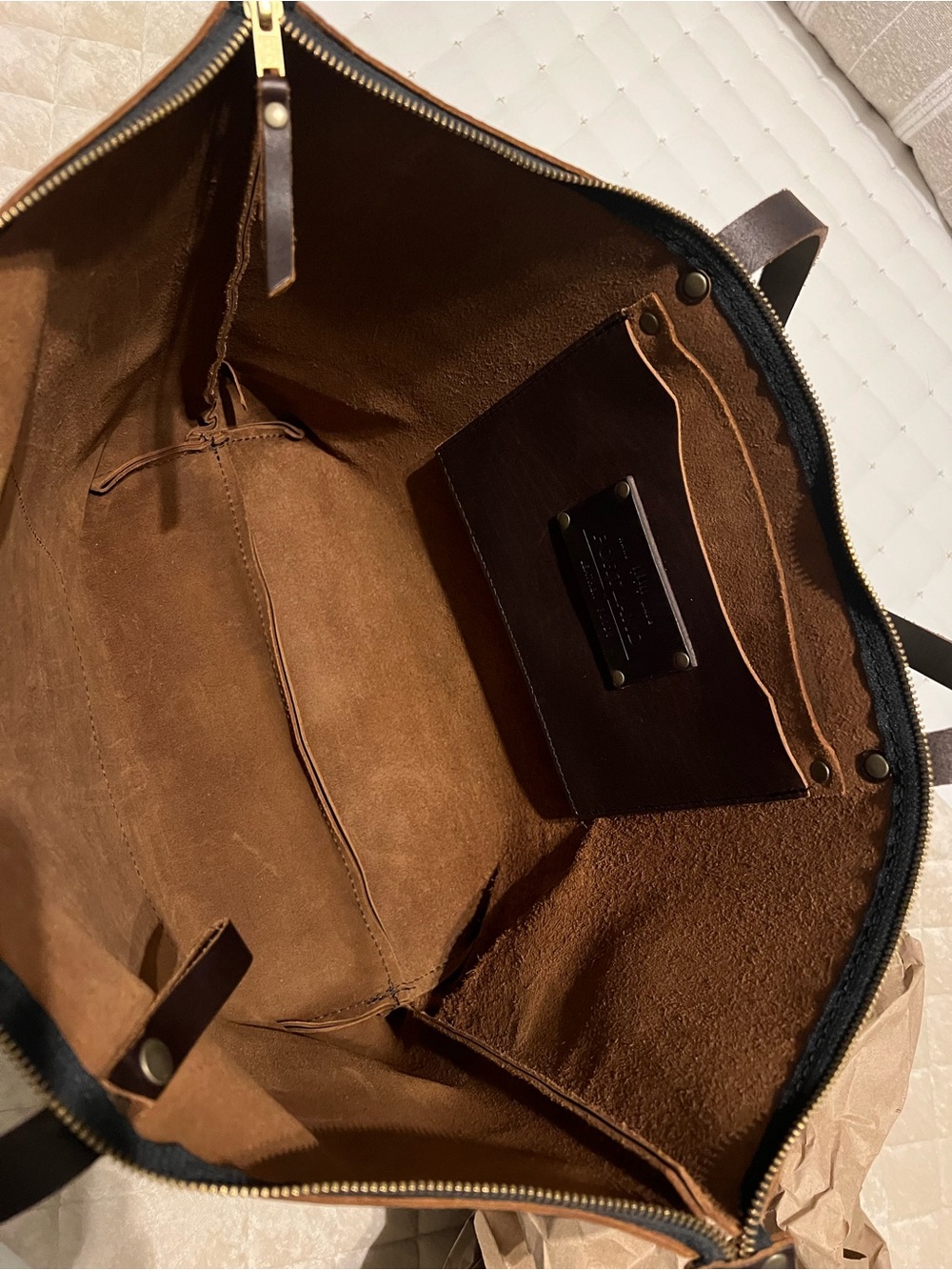Classic Dark Brown Leather Tote Bag - Picture 7 of 8